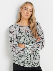 Long Tall Sally Grey Scoop Neck Geogette Top - Image 1 of 5