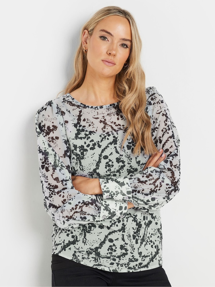 Long Tall Sally Grey Scoop Neck Geogette Top - Image 1 of 5
