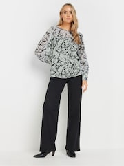 Long Tall Sally Grey Scoop Neck Geogette Top - Image 2 of 5