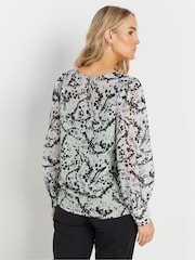 Long Tall Sally Grey Scoop Neck Geogette Top - Image 3 of 5