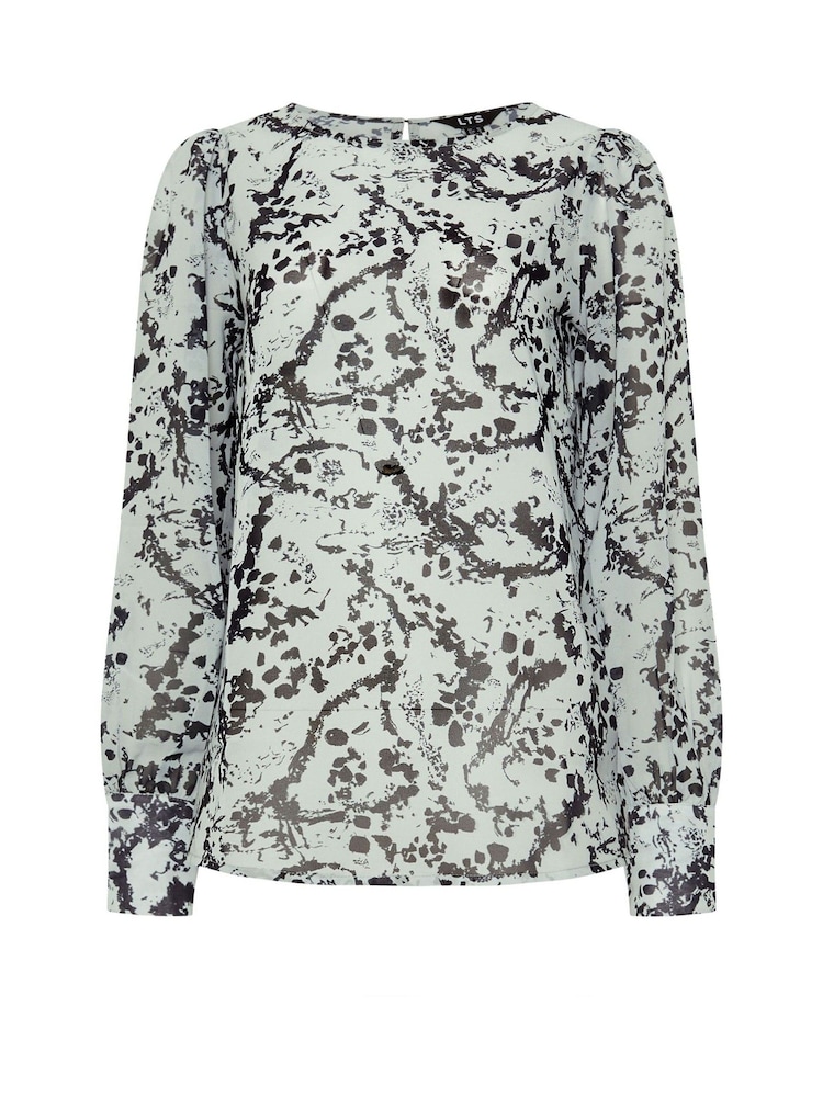 Long Tall Sally Grey Scoop Neck Geogette Top - Image 5 of 5