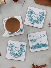 Victoria Eggs Teal Night Before Xmas Set of 4 Coasters - Image 1 of 2