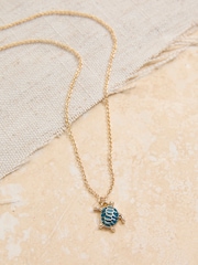 FatFace Gold Tone Turtle Necklace - Image 2 of 2