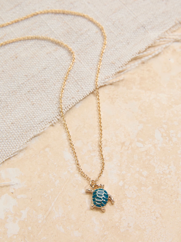 FatFace Gold Tone Turtle Necklace - Image 2 of 2