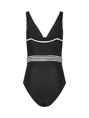 Long Tall Sally Black Tipped Belted Swimsuit - Image 6 of 6