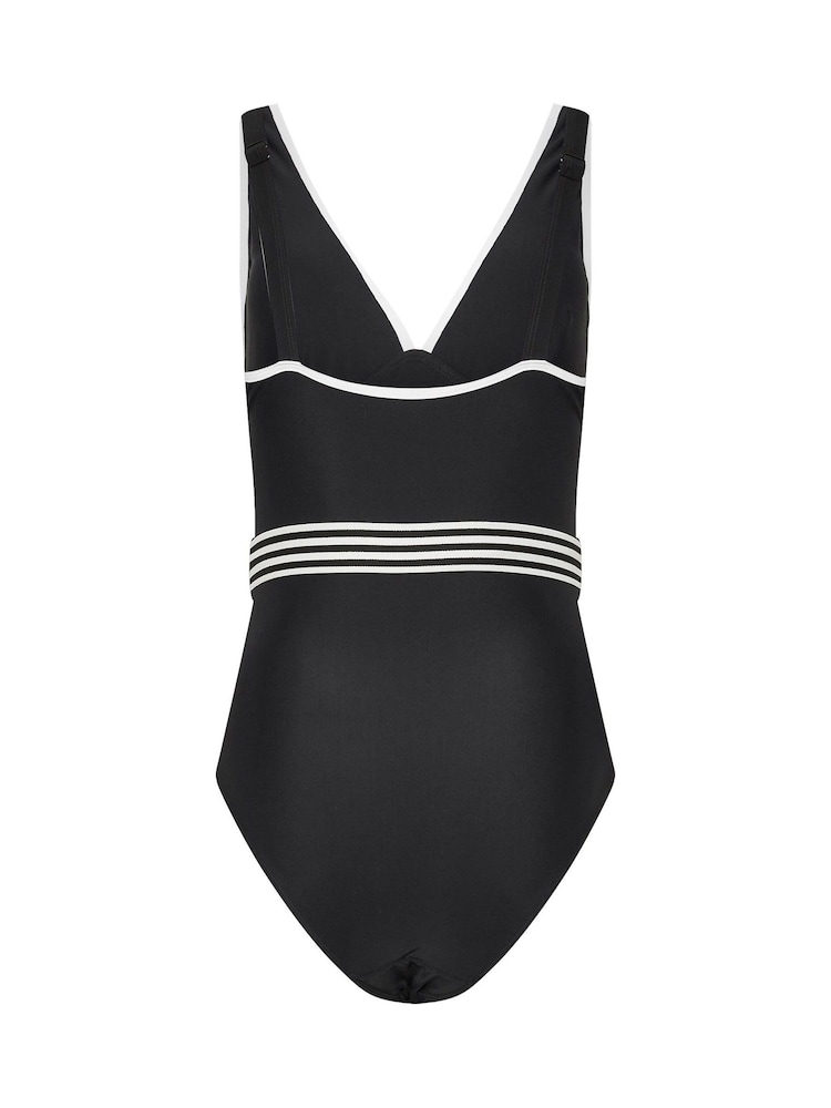 Long Tall Sally Black Tipped Belted Swimsuit - Image 6 of 6 Long Tall Sally Black Tipped Belted Swimsuit - Image 6 of 6