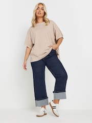 Yours Curve Blue Turn Up Hem Denim Cropped Jeans - Image 2 of 5
