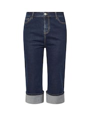 Yours Curve Blue Turn Up Hem Denim Cropped Jeans - Image 5 of 5