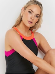 Long Tall Sally Black Sporty Colourblock Swimsuit - Image 4 of 6