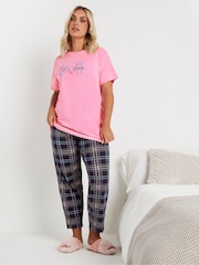 Yours Curve Pink Love Sleep T-Shirt 100% Cotton Top - Image 2 of 5