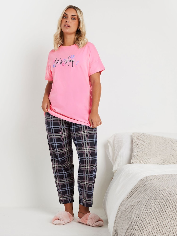 Yours Curve Pink Love Sleep T-Shirt 100% Cotton Top - Image 2 of 5