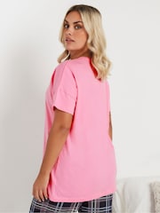 Yours Curve Pink Love Sleep T-Shirt 100% Cotton Top - Image 3 of 5