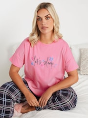 Yours Curve Pink Love Sleep T-Shirt 100% Cotton Top - Image 4 of 5