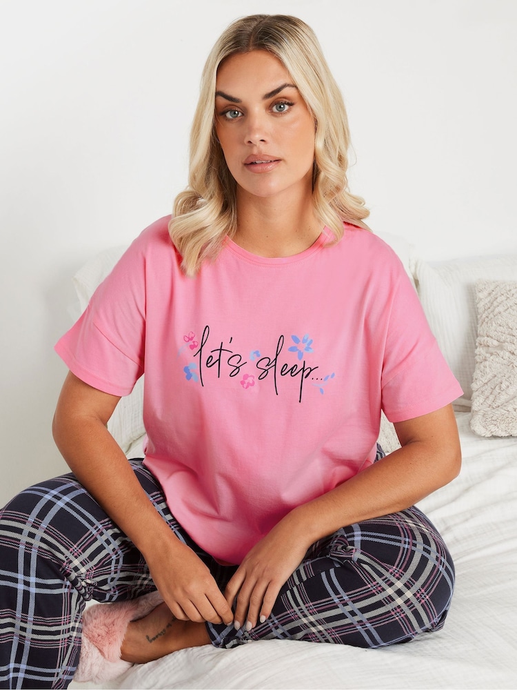 Yours Curve Pink Love Sleep T-Shirt 100% Cotton Top - Image 4 of 5
