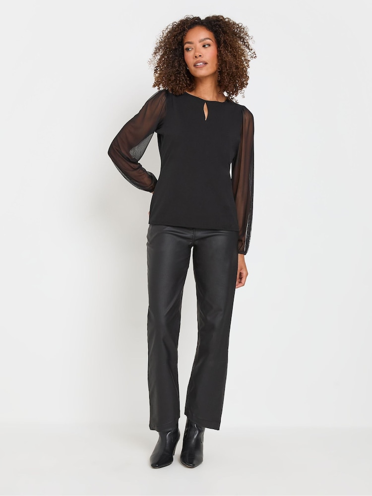 M&Co Black Keyhole Detail Scuba Mesh Top - Image 2 of 5