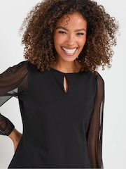 M&Co Black Keyhole Detail Scuba Mesh Top - Image 4 of 5