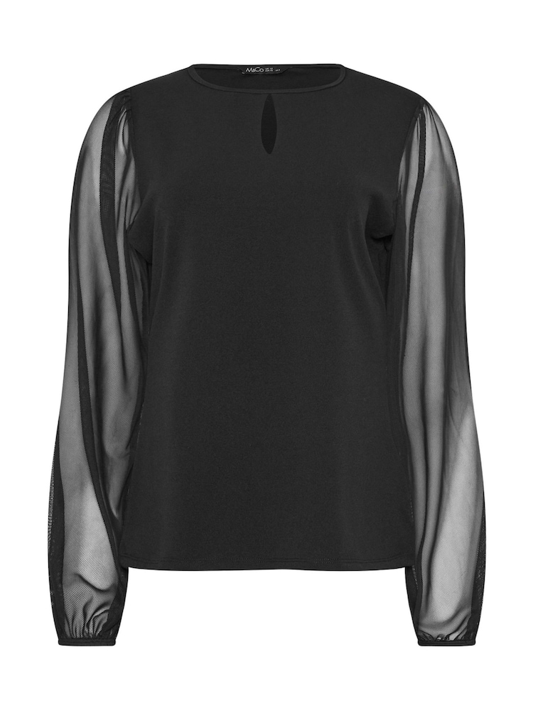M&Co Black Keyhole Detail Scuba Mesh Top - Image 5 of 5