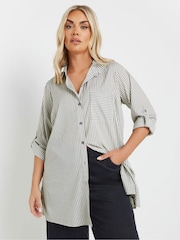Yours Curve Grey Stripe Boyfriend Shirt - Image 1 of 9