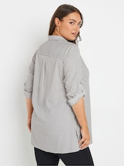 Yours Curve Grey Stripe Boyfriend Shirt - Image 2 of 9
