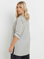 Yours Curve Grey Stripe Boyfriend Shirt - Image 4 of 9