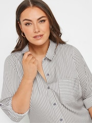 Yours Curve Grey Stripe Boyfriend Shirt - Image 8 of 9