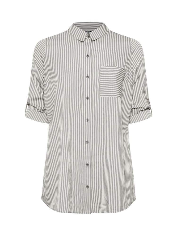 Yours Curve Grey Stripe Boyfriend Shirt - Image 9 of 9