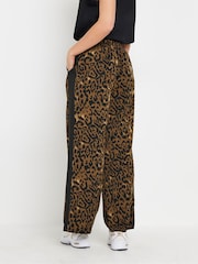 PixieGirl Petite Brown Leopard Print Side Stripe Wide Leg Trousers - Image 4 of 6