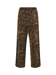 PixieGirl Petite Brown Leopard Print Side Stripe Wide Leg Trousers - Image 6 of 6