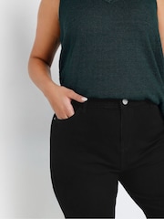 Yours Curve Black Wide Leg Cropped Trousers - Image 4 of 6
