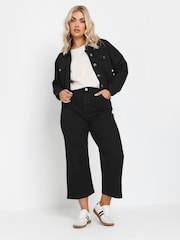 Yours Curve Black Wide Leg Cropped Trousers - Image 5 of 6