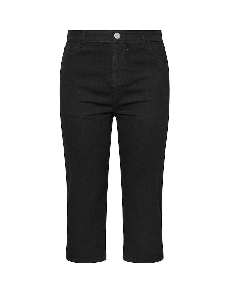 Yours Curve Black Wide Leg Cropped Trousers - Image 6 of 6