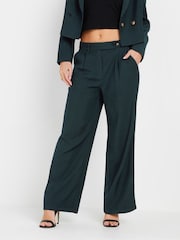 PixieGirl Petite Navy Blue Tailored Tab Wide Leg Trousers - Image 2 of 5