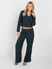 PixieGirl Petite Navy Blue Tailored Tab Wide Leg Trousers - Image 4 of 5