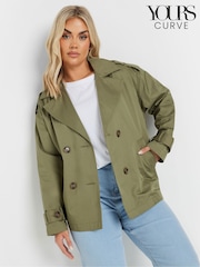 Yours Curve Green Short Trench Coat - Image 7 of 11