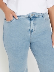 Yours Curve Blue Wide Leg Cropped Trousers - Image 4 of 5