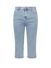Yours Curve Blue Wide Leg Cropped Trousers - Image 5 of 5