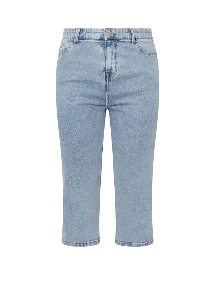 Yours Curve Blue Wide Leg Cropped Trousers - Image 5 of 5 Yours Curve Blue Wide Leg Cropped Trousers - Image 5 of 5