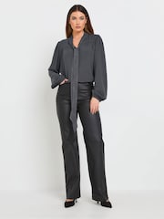 Long Tall Sally Grey Tie Neck Top - Image 4 of 5
