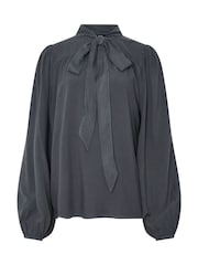Long Tall Sally Grey Tie Neck Top - Image 5 of 5