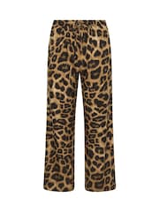 PixieGirl Petite Brown Leopard Print Wide Leg Trousers - Image 5 of 5