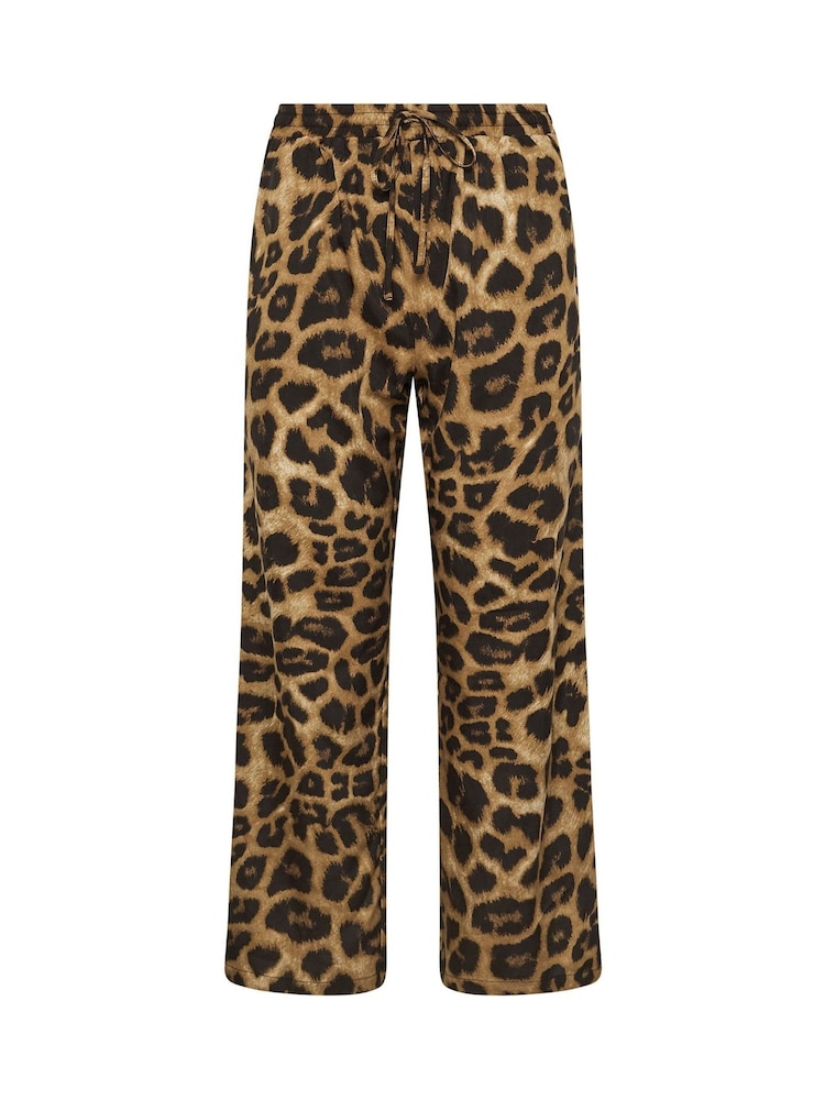 PixieGirl Petite Brown Leopard Print Wide Leg Trousers - Image 5 of 5