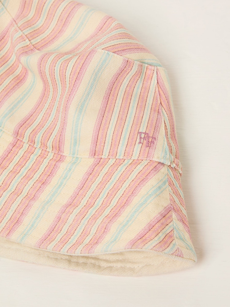 FatFace Pink Striped Bucket 100% Cotton Hat - Image 2 of 2