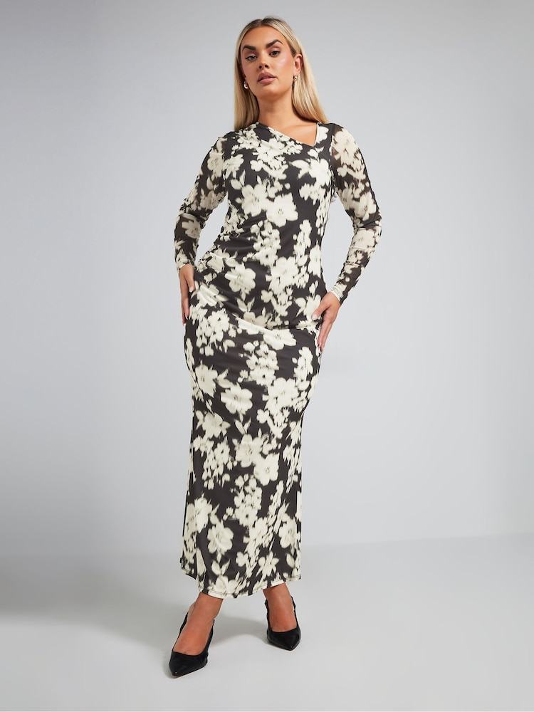 Yours Curve Black Limited Neck Detail Dress - Image 1 of 5