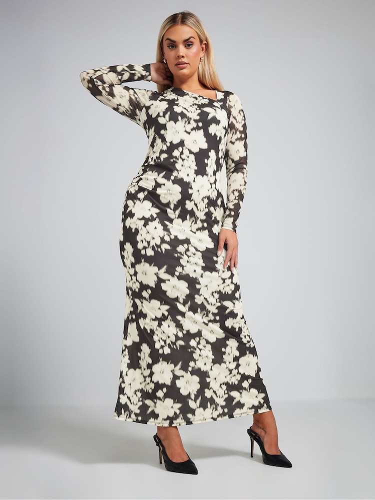 Yours Curve Black Limited Neck Detail Dress - Image 2 of 5