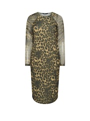 Yours Curve Brown Limited Ruched Sleeve Dress - Image 5 of 5