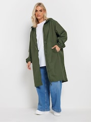 Yours Curve Green Lightweight Longline Parka Jacket - Image 1 of 5
