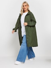 Yours Curve Green Lightweight Longline Parka Jacket - Image 2 of 5
