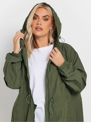 Yours Curve Green Lightweight Longline Parka Jacket - Image 4 of 5