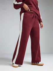 Yours Curve Burgundy Red Limited Collection Side Stripe Joggers - Image 2 of 5