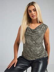Yours Curve Green Limited Snake Top - Image 1 of 6